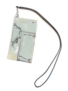 Tory Burch Metallic Silver Marble Wristlet Phone Case